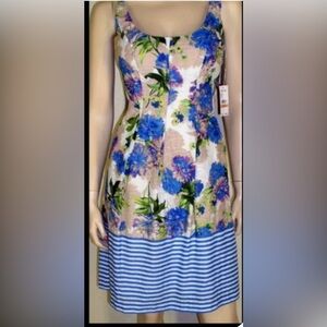 Nine West Floral Striped Pocket Sleeveless Dress